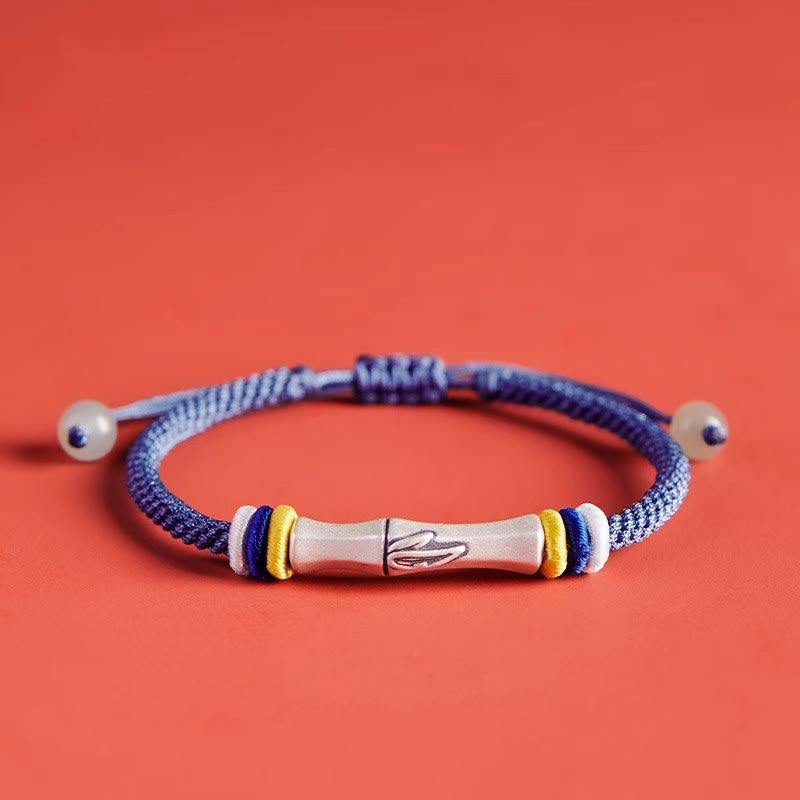 999 Sterling Silver Red String Bamboo Enlightenment Bracelet