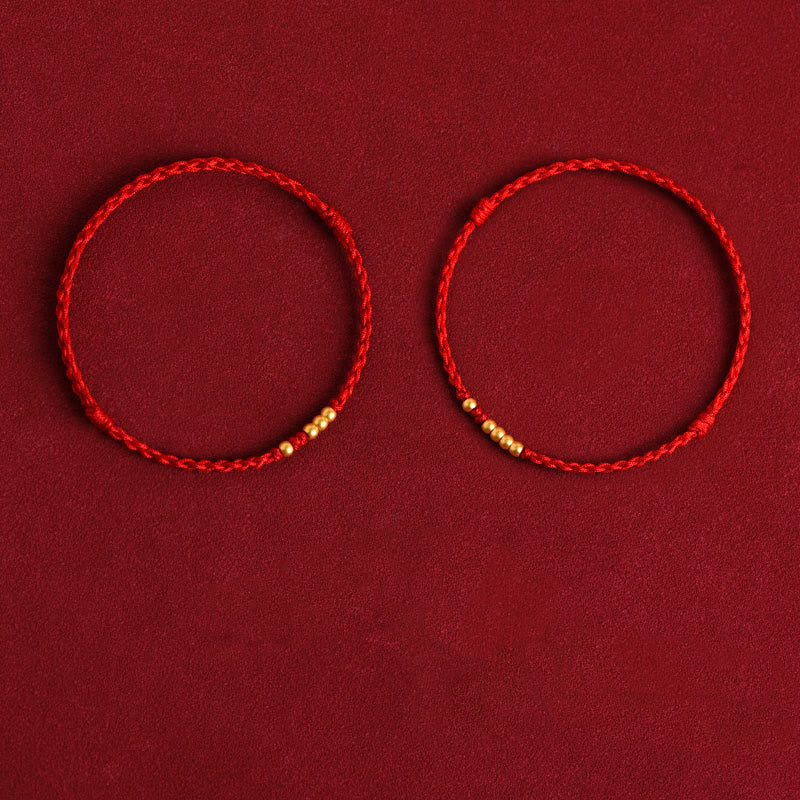 999 Gold Beads Luck Braided Protection Couple Bracelet