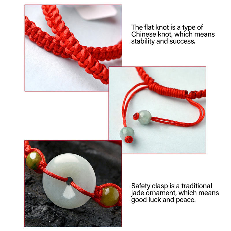 Jade Peace Buckle Luck Red String Bracelet