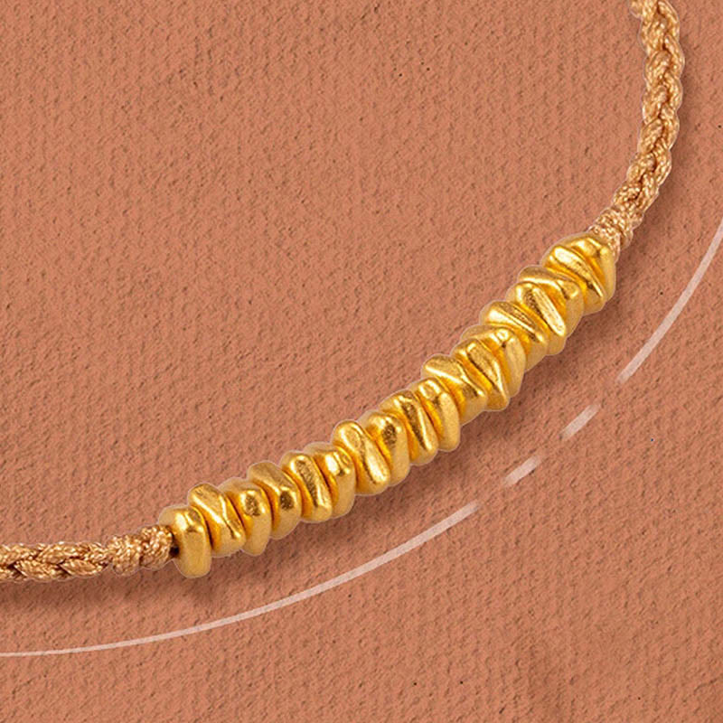 999 Gold Small Gold Pieces Design Handmade Protection Braided Rope Bracelet
