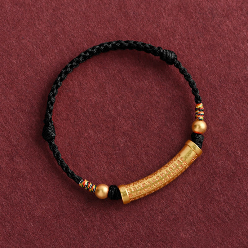 Handmade Alloy Heart Sutra Protection Strength Rope Bracelet Anklet