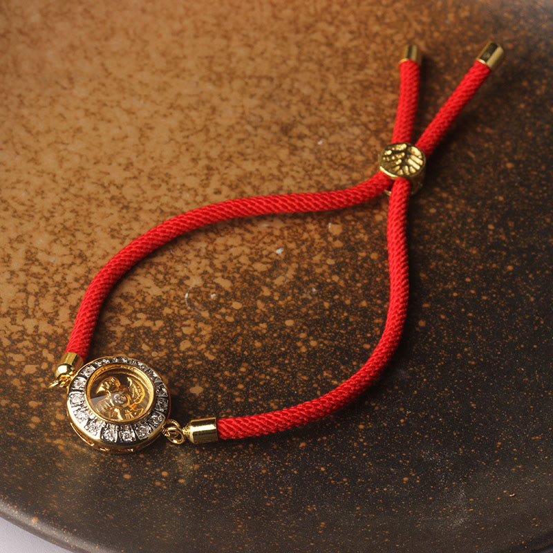 Copper Brass Feng Sheng Shui Qi Rotatable Windmill Red String Faith Braided Bracelet