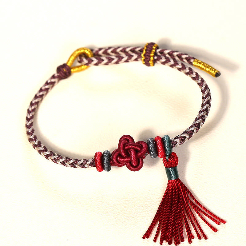 Colorful String Peach Blossom Knot Tassels Protection Bracelet