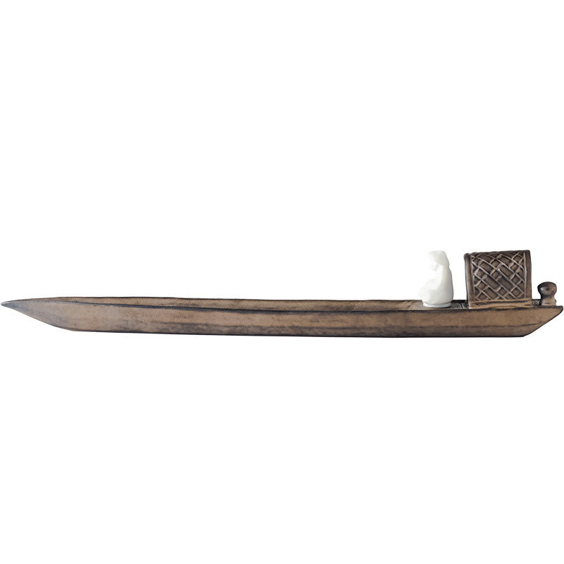 Fisherman Zen Brown Ceramic Stick Incense Burner Decoration
