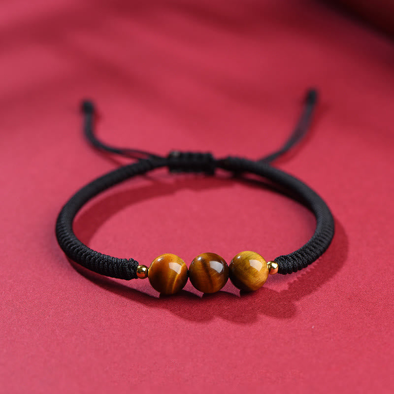 Handmade Tiger Eye Bead Luck Protection Rope Bracelet