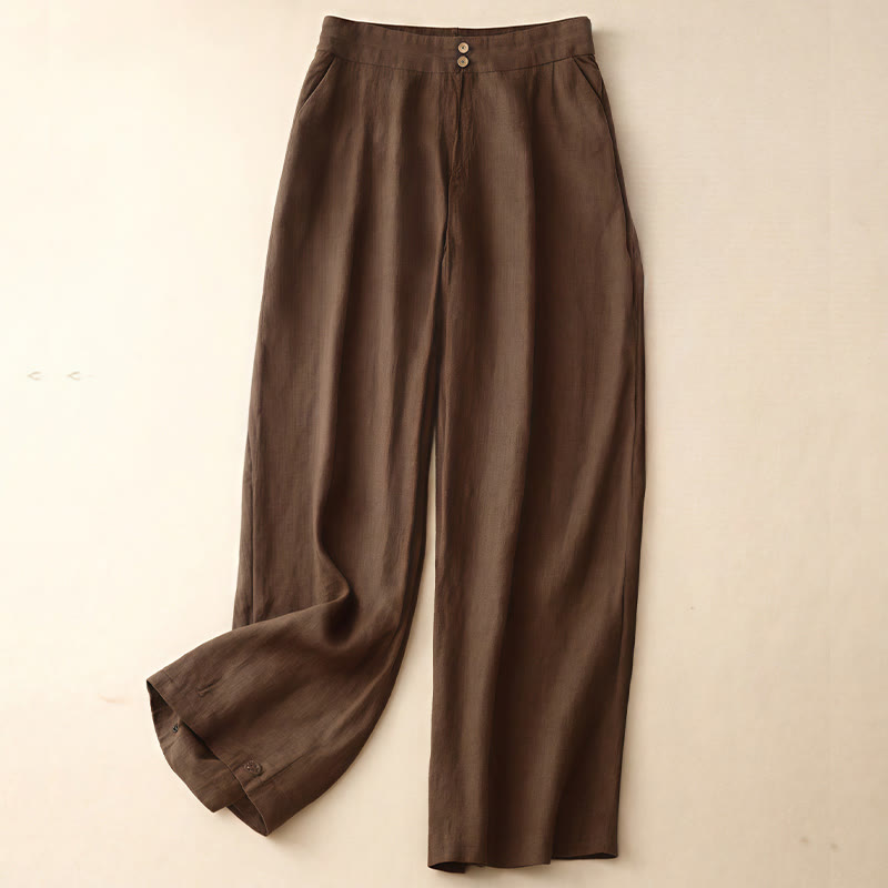 Summer Casual Simple Zipper Design Women's Wide Leg Pants With Pockets