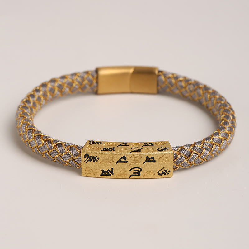 Tibetan Om Mani Padme Hum Various Colors Rope Gold Thread Diamond Knot Luck Buckle Bracelet
