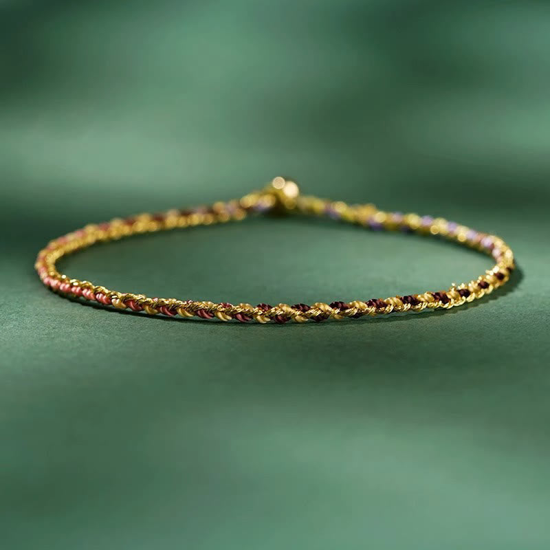 Colorful Rope Luck Coin Bead Abundance Extra Thin Braided Bracelet