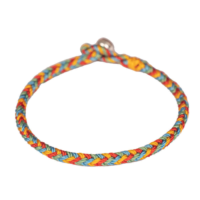 925 Sterling Silver Eight Thread Peace Knot Colorful Rope Luck Braided Bracelet