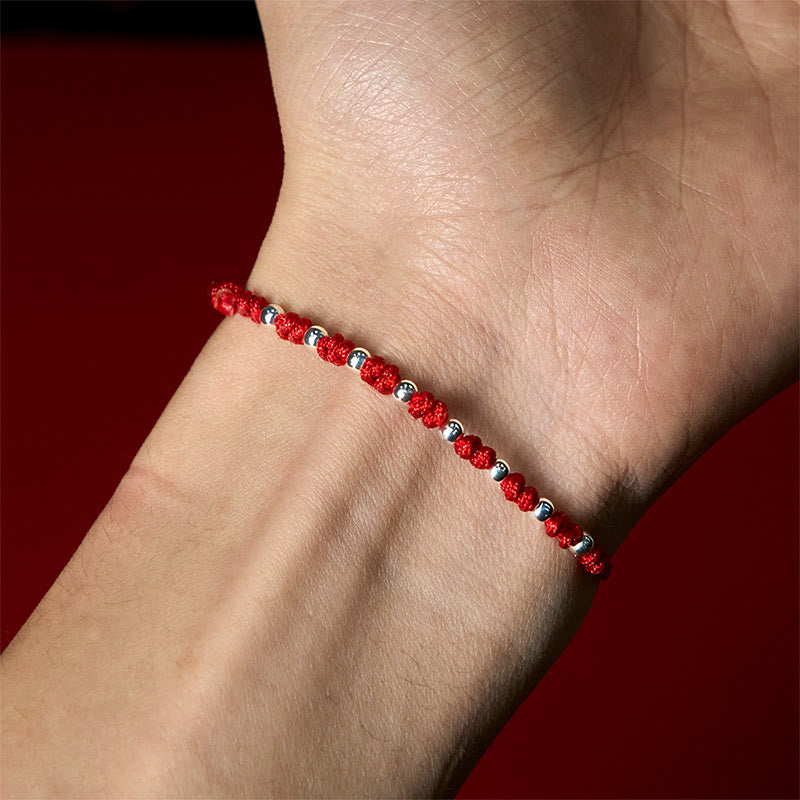 925 Sterling Silver Beads Red String Adjustable Luck Bracelet