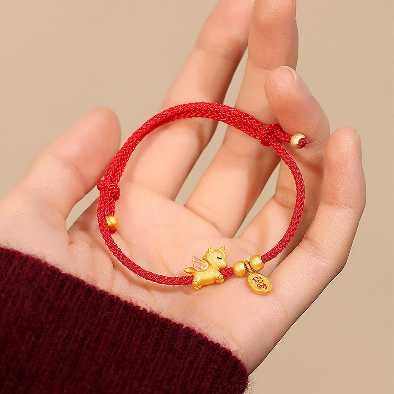 925 Sterling Silver Year Of The Horse Lucky Fortune Red String Strength Bracelet