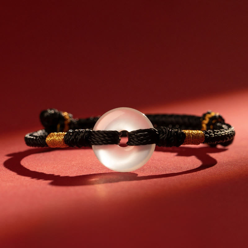 White Chalcedony Peace Buckle Braided Connection Bracelet