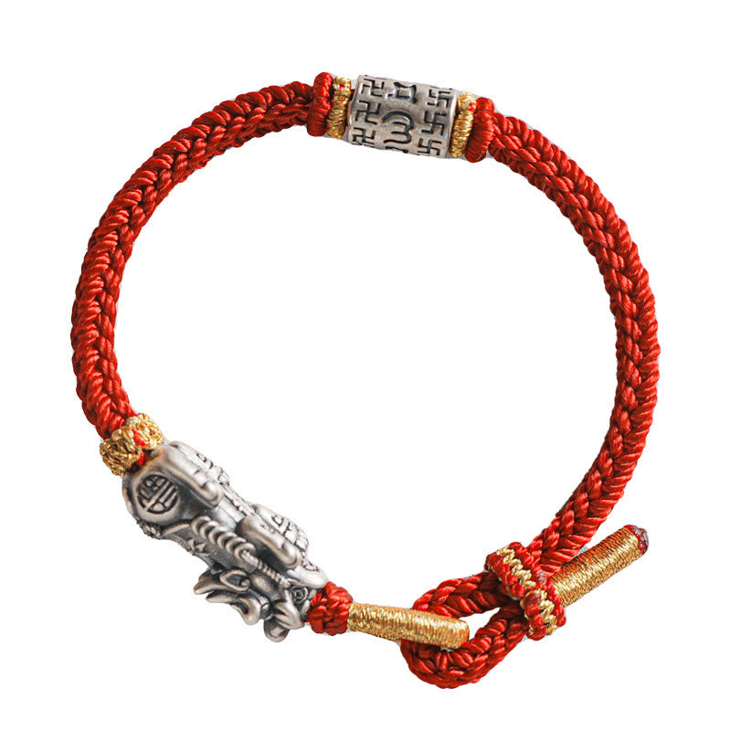 925 Sterling Silver Pixiu Om Mani Padme Hum Protection String Bracelet