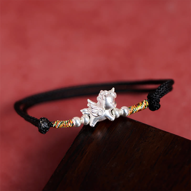 925 Sterling Silver Year Of The Horse Prosperity String Bracelet