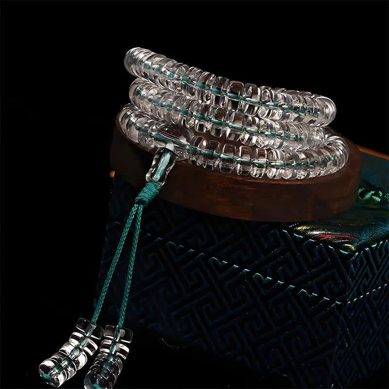 Liuli 108 Flat Beads Spiral Rope Wisdom Mala