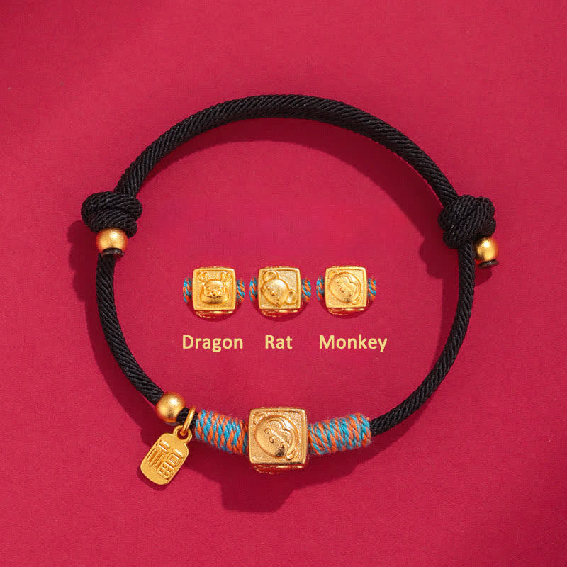 Handmade Three Harmony Chinese Zodiac Protection Red String Bracelet