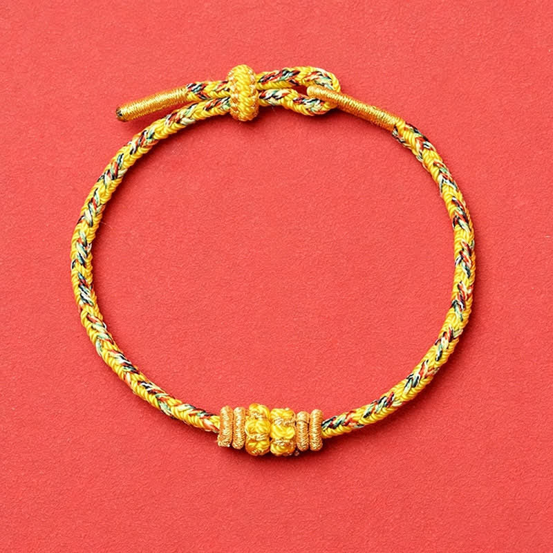 Yellow Braided Rope Flower Rootedness Bracelet