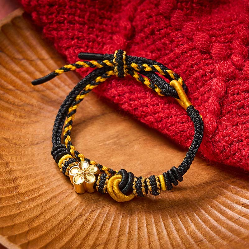 Flower Braided Rope Knot Double Wrap Adjustable Bracelet