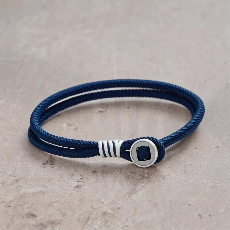 925 Sterling Silver Double Wrap Button Protection Bracelet