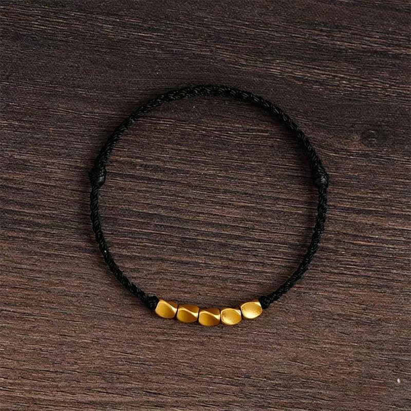 Hand-Woven Red String Twisted Beads Protection Braided Adjustable Bracelet