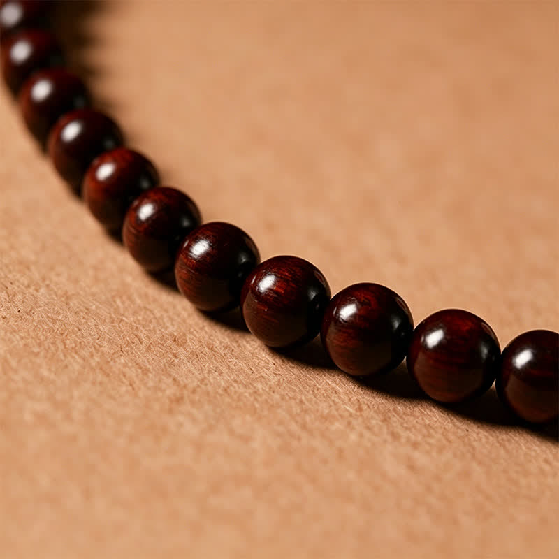 Red Sandalwood Peace Buckle Protection Hand-Woven 108 Bead Mala