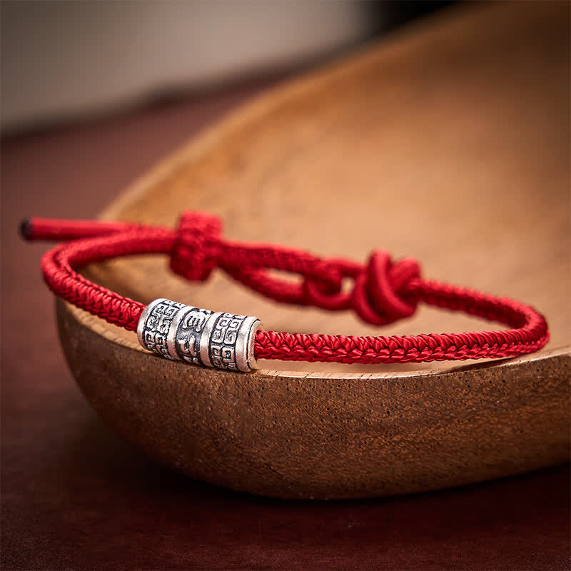 Handmade Braided Red String Om Mani Padme Hum Protection Bracelet