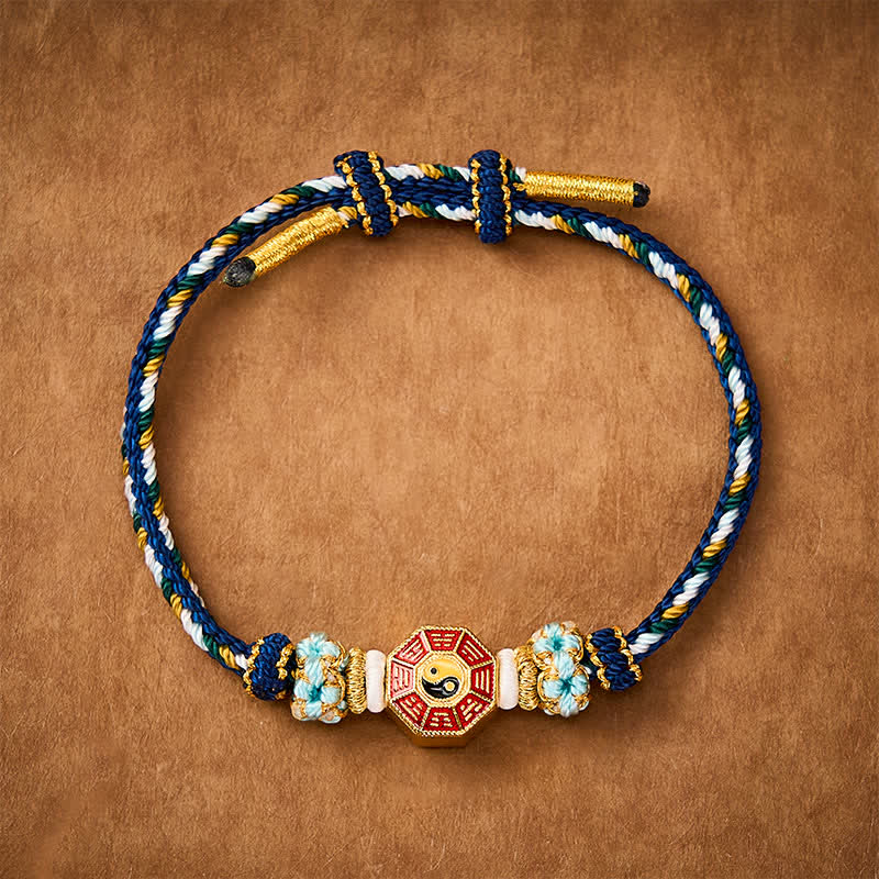 Protection Colorful String Bagua Chinese Coin Hand-Woven Tibetan Braided Bracelet