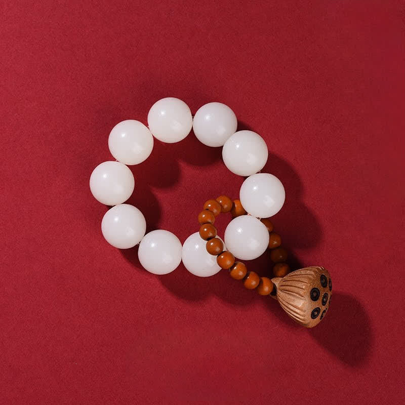Peach Wood Lotus Pod Grounding Hand-Polished Tactile Meditation Beads Decorations