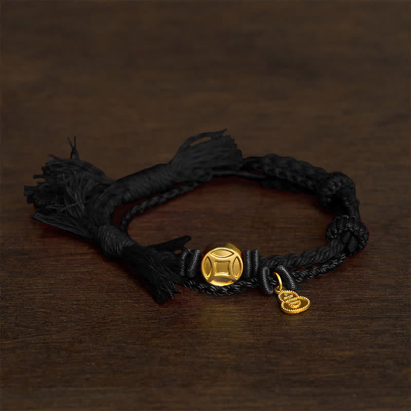 Alloy Chinese Coin Gourd Pendant Wealth Double-Strand Red String Bracelet