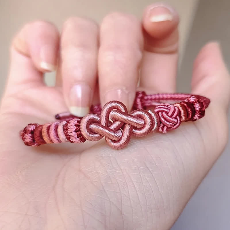 Hand-Woven Jade Beads Luck Pink String Bracelet