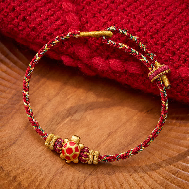 Five Color Hand Woven String Longevity Turtle Protection Adjustable Bracelet