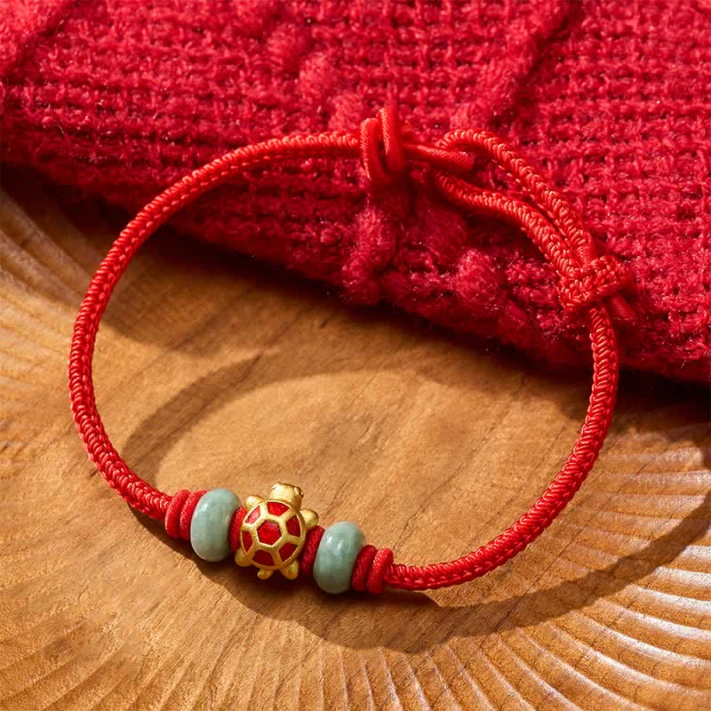 Turtle Copper Red String Hand-Woven Prosperity Bracelet