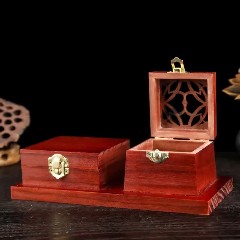 Natural Wood Square Ritual Box Purification Incense Burner