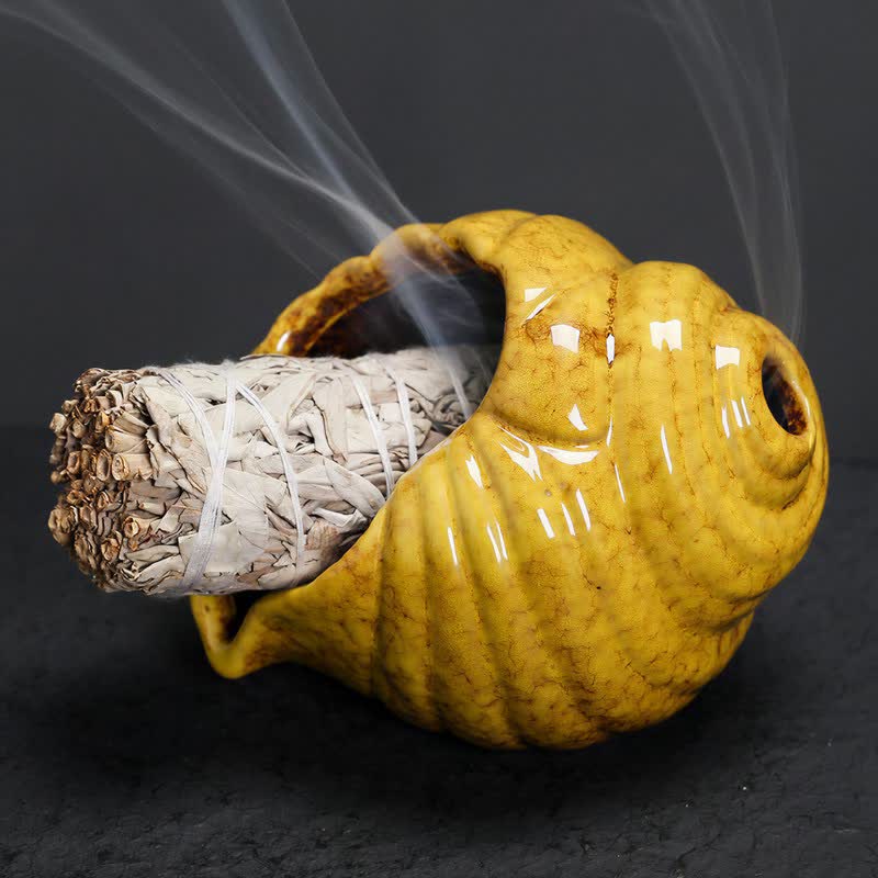 Ceramic Shankha Purification Conch Shell Incense Burners