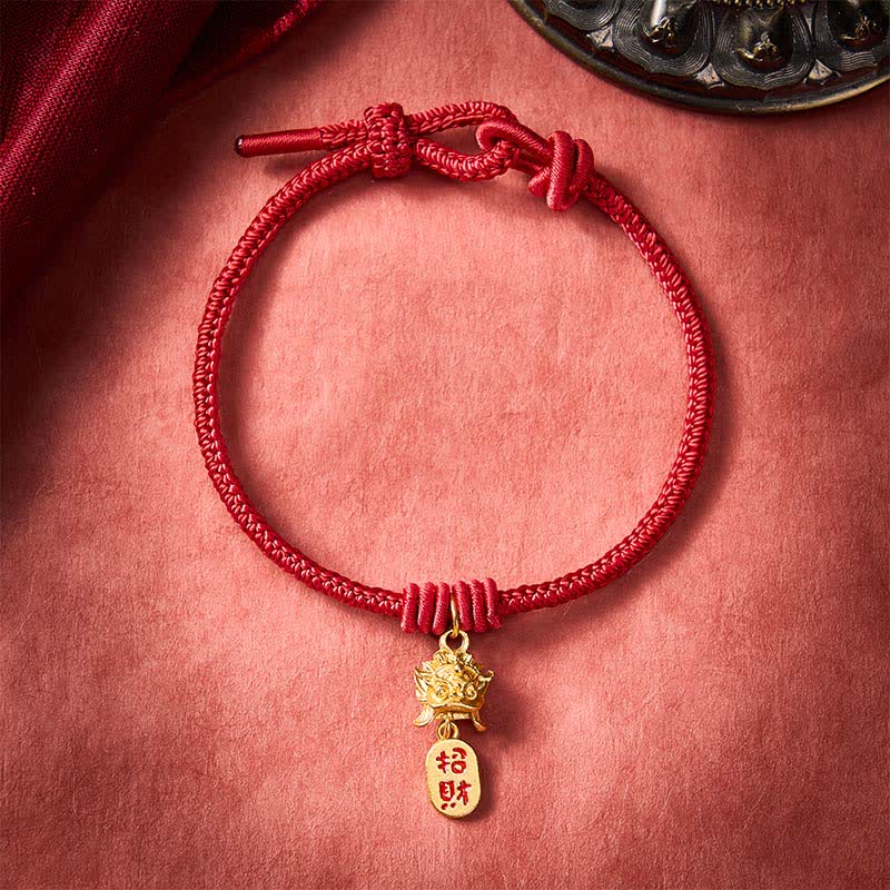 Copper Pi Xiu Fu Character Red String Wealth Bracelet