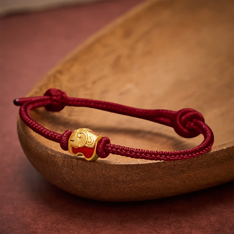 Red String Elephant Copper Faith Bracelet