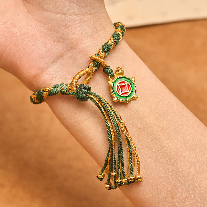Yellow Green Turtle String Hand-Woven Bracelet