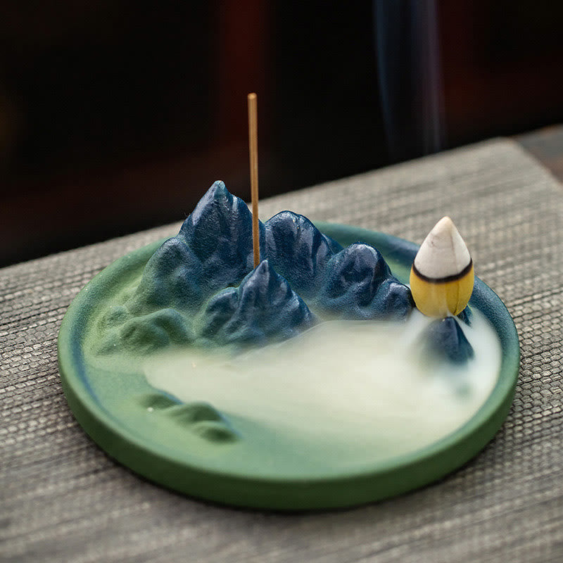 Creative Mountain River Ceramic Backflow Incense Burner