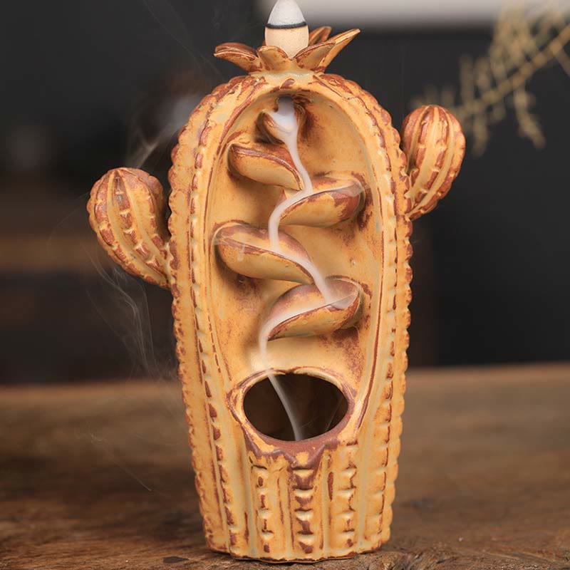 Cactus Ceramic Backflow Smoke Fountain Incense Burner