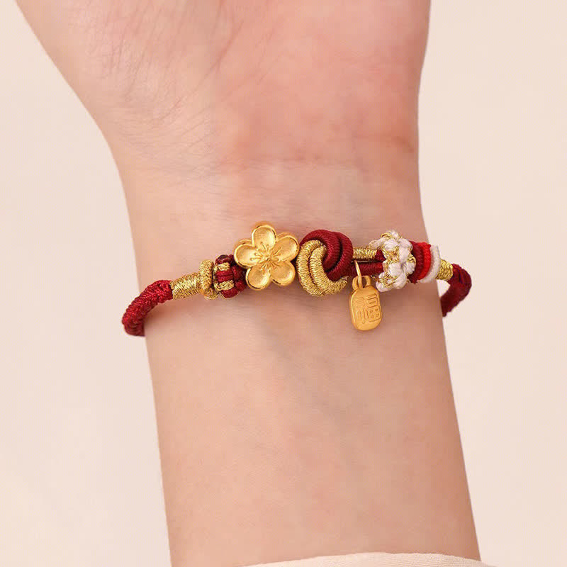 Peach Blossom Happiness Charm Luck Red String Bracelet