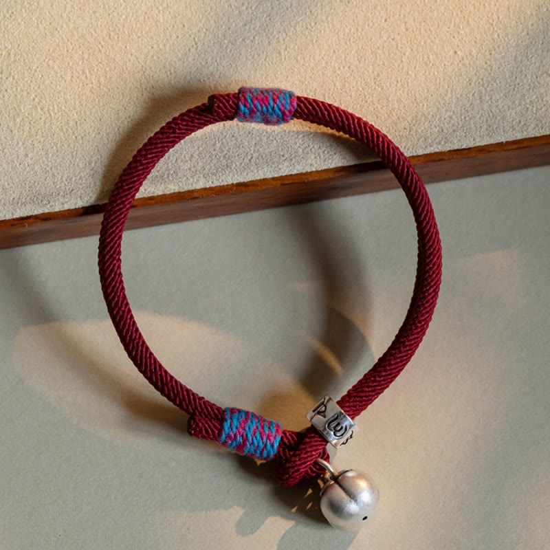 925 Sterling Silver Tibetan Handmade Om Mani Padme Hum Persimmon Charm Luck Protection Braided Bracelet