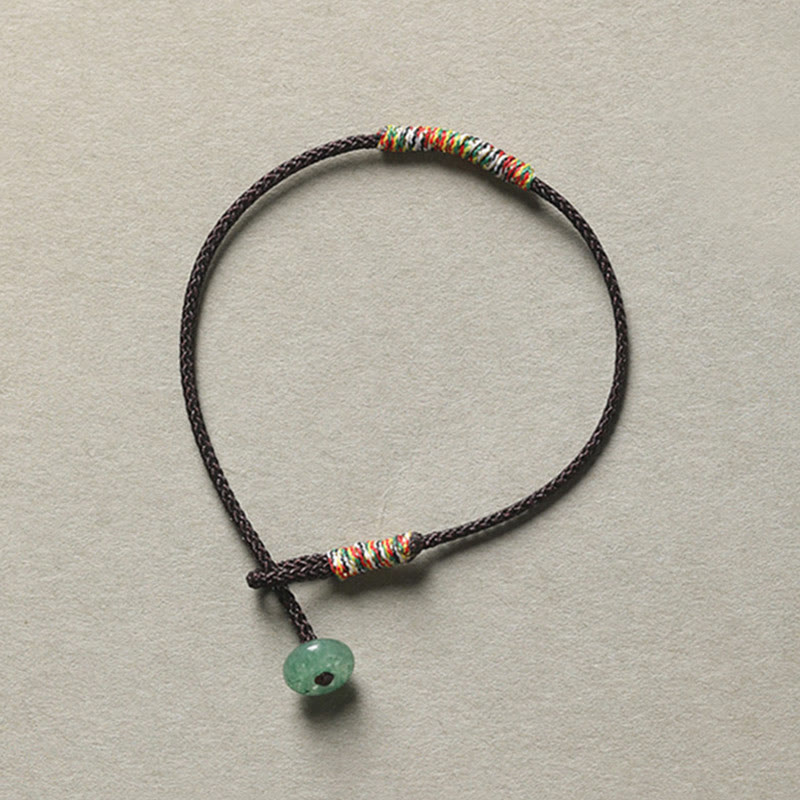 Tibetan Handmade Green Aventurine Luck Protection Braided Rope Bracelet