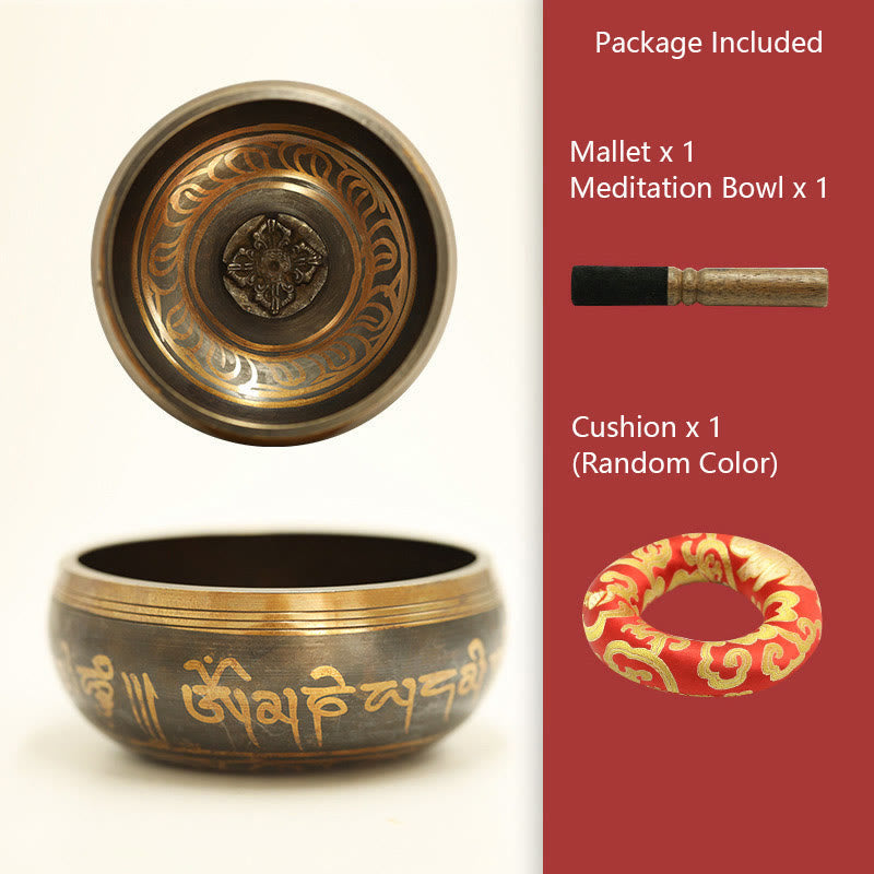 Tibetan Meditation Bowl for and Mindfulness Om Mani Padme Hum Singing Bowl