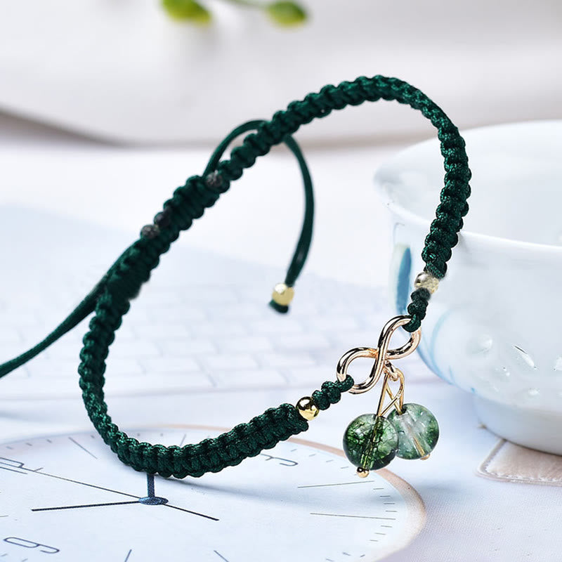 Natural Strawberry Quartz Amethyst Green Phantom Bead Positive Bracelet