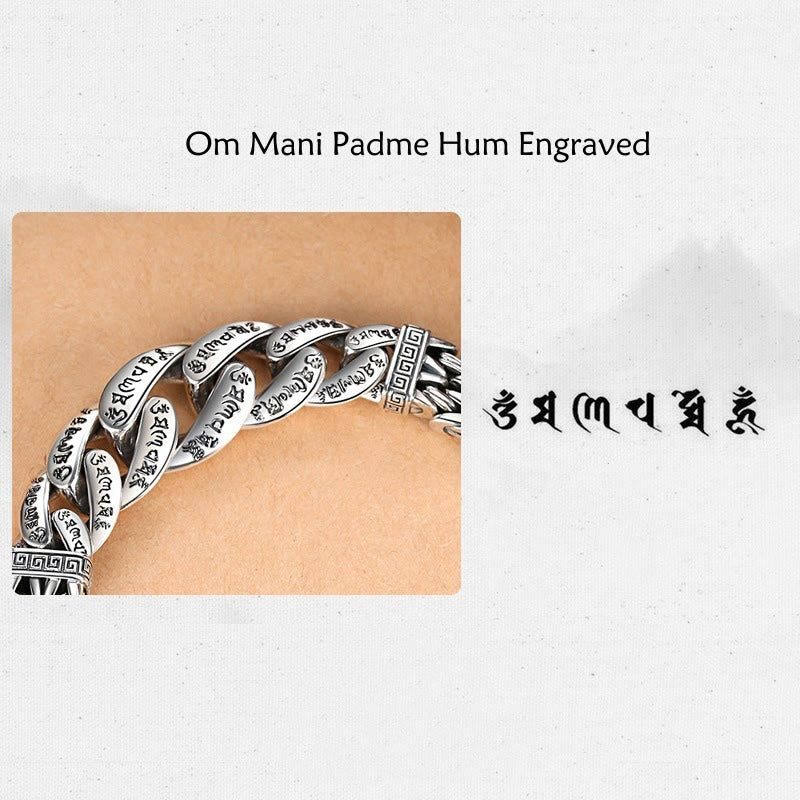 Om Mani Padme Hum Engraved Peace Purity Bracelet