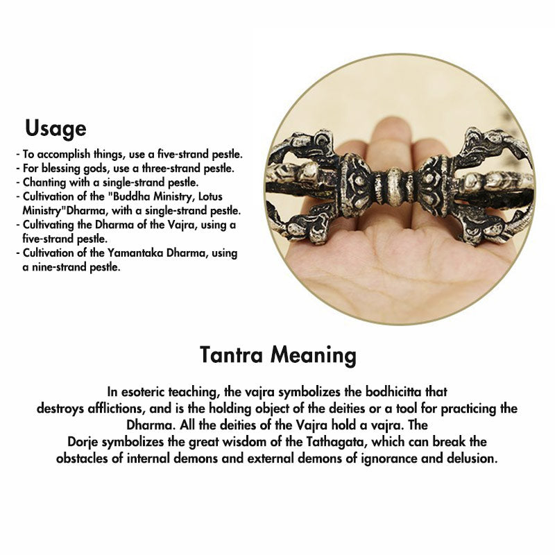 Tibetan Meditation Bell and Vajra Dorje Copper Decoration Set