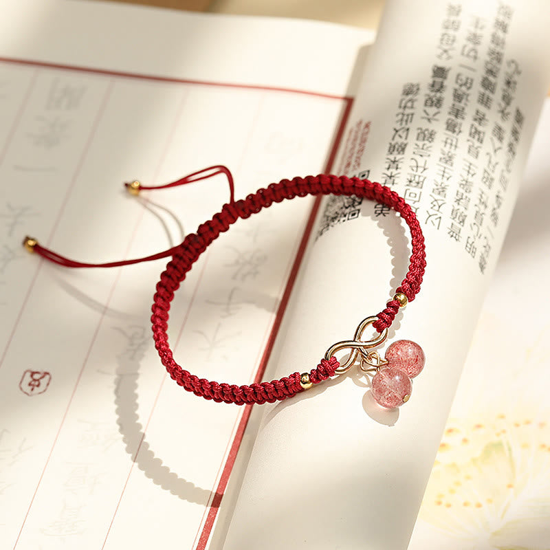 Natural Strawberry Quartz Amethyst Green Phantom Bead Positive Bracelet