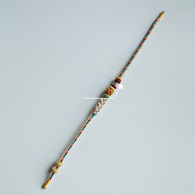 Handmade Dunhuang Color Peach Blossom Pattern Braid String Bracelet