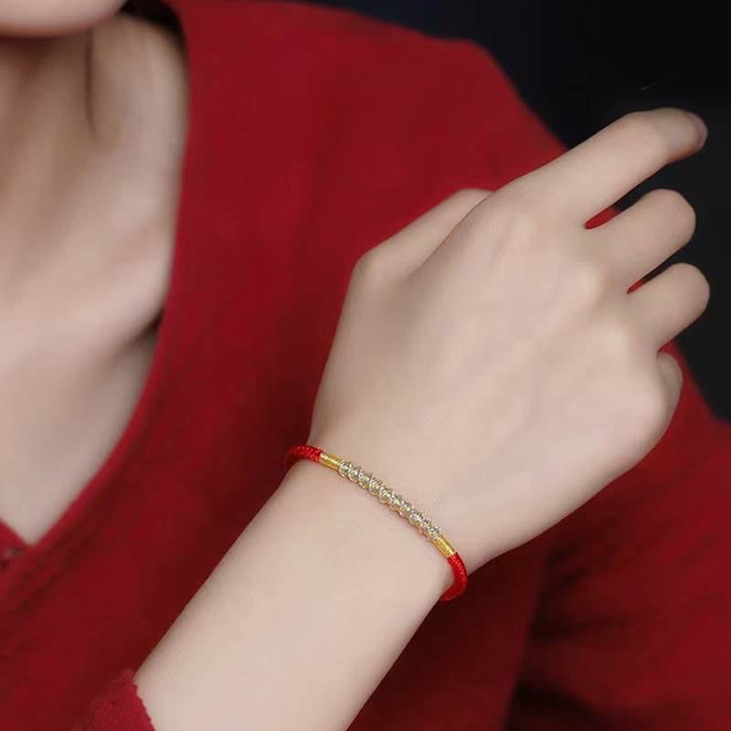 925 Sterling Silver Luck Strength Red String Protection Braid Bracelet