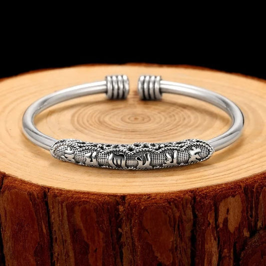 Om Mani Padme Hum Engraved Peace Cuff Bracelet Bangle